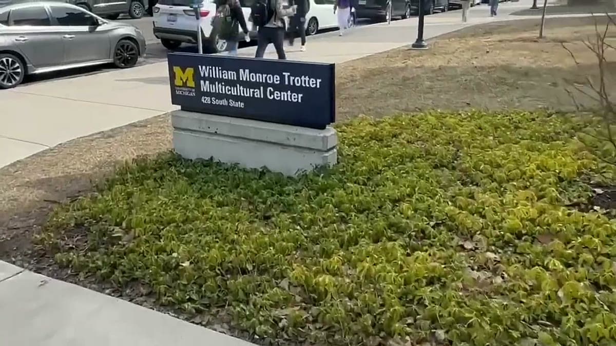 The William Monroe Trotter Multicultural Center sign on South State Street in Ann Arbor